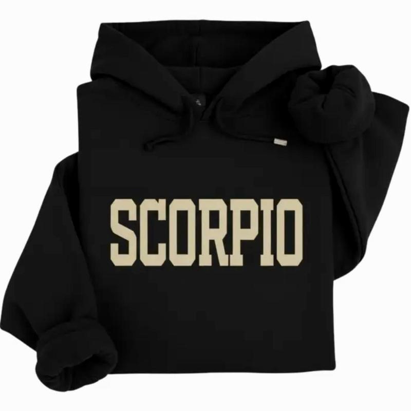Minimalist Zodiac Hoodie – Astrology Sign Crewneck for Men and Women, Gemini, Aquarius, Pisces Cozy Horoscope Pullover with Bold College Letter Design, Perfect Gift for Zodiac Lovers - AG