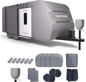 Heavy Duty Camper Shield for Travel Trailer Waterproof RV Exterior Protector UV Protection Motorhome Cover with Accessory Kit