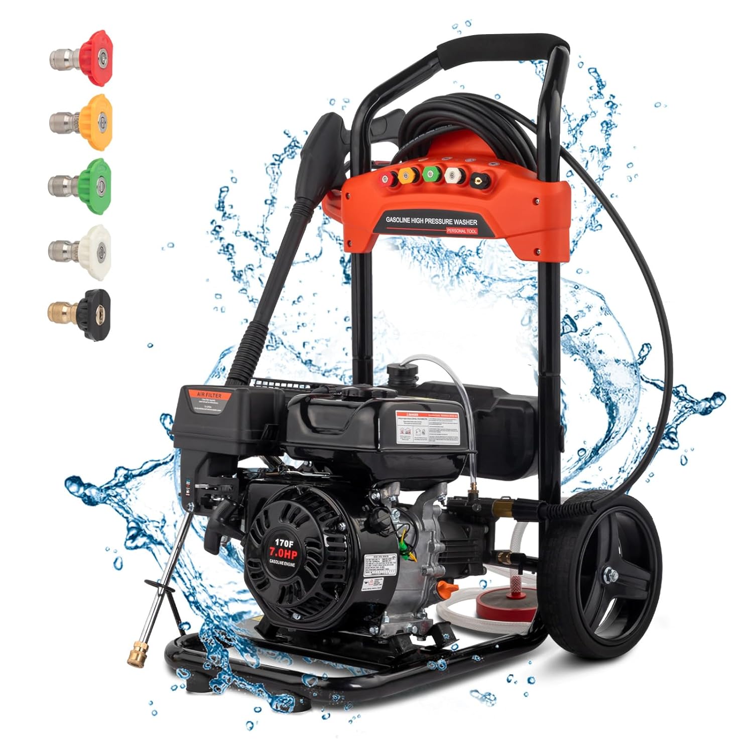 Gas Pressure Washer, 2700 PSI and 2.3 Max GPM, 5 Nozzle Tips 26FT Hose Power Washer with Soap Tank/Spray Gun and, Customized