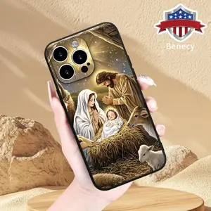 Case for iPhone 16 Pro Max 15 Plus 14 13 12 11 XS XR The Birth of Jesus Virgin Mary Pattern Anti-Scratch Shockproof Soft Silicone Protective Cover