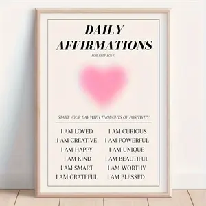 1pc Daily Affirmations Poster for Self Love and Positivity - Frameless Wall Art Canvas Print - Inspirational Quotes - For Bedroom, Living Room, and Home Decor - Perfect Gift for Friends & Family