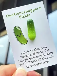 JTF  Mini Cute Pickle with Card, 1 Count Envelope Supplies for Gift, Greeting Card Inspirational Gifts for Family, Friends, Colleagues, Birthday Gifts