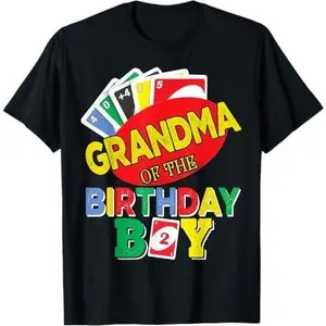 Grandma Of The Uno Birthday Boy Uno, 2nd Birthday Boy T-Shirt
