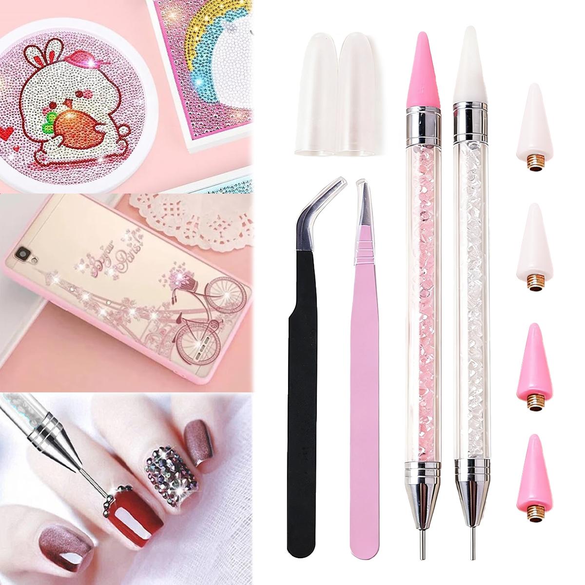 Rhinestone Picker Dotting Pen, Dual-Ended Wax Pencil for Picking Rhinestones, Gems, Crystals and Studs, Manicure Nail Art DIY Decoration Tool, DIY Nail Kit