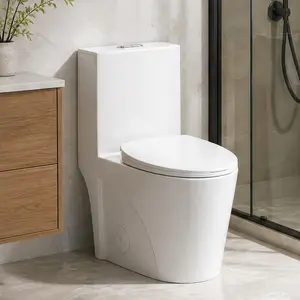 ARCH Modern One-Piece Toilet with Dual Flush 1.1/1.6 GPF, Siphonic S-Trap 12" Rough-In, Elongated Bowl, Soft Close Seat, ADA Comfort Height 17", Ceramic Gloss White, for Bathroom, WaterSense, MaP 1000g, Multiple Color Options Available