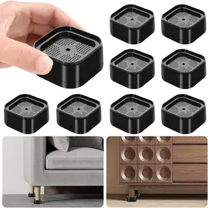 8 Pack Furniture Risers Adjustable Bed Risers Heavy Duty Lifts Height 1 or 2 Inch, Square Stackable Bed Risers 1 or 2 Inch for Desk Leg Table Couch Sofa Chair Bed Frame Legs Dorm, Black Hnndlra