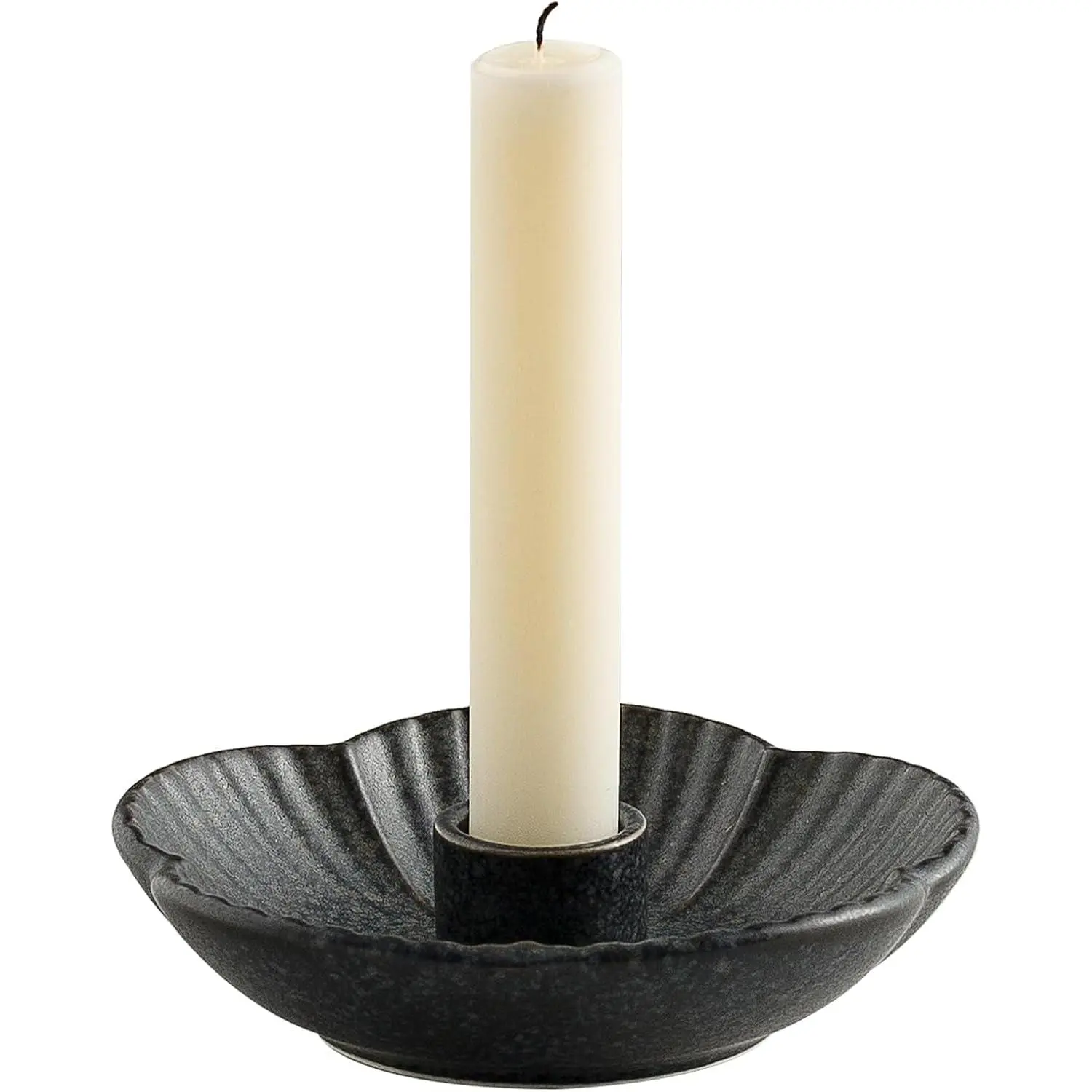 Ceramic Candle Holder, Candlestick Holder for Candles,Incense, Santo Palo, Rustic  Home Decor for Halloween Christmas Weddings, Dining Room Table & Living Room Display (Black)