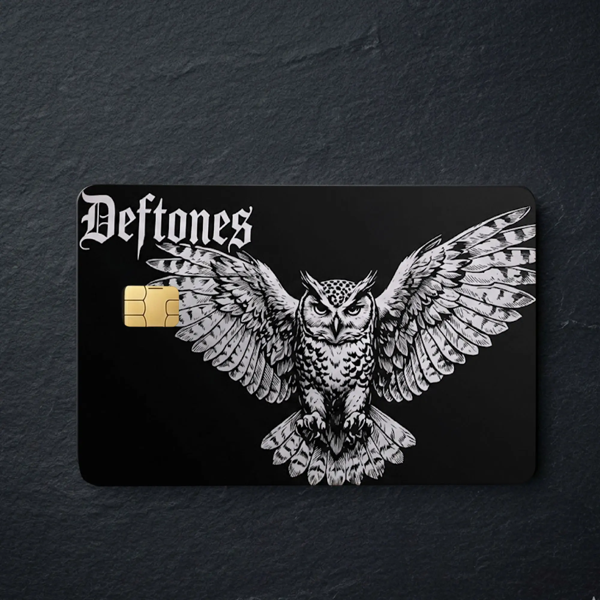 Deftones Credit Card Skin, Diamond Eyes Debit Card Decals, Y2K Nu-Metal Premium Matte Vinyl Owl Stickers for Rock Music Fans, Wallet Decor