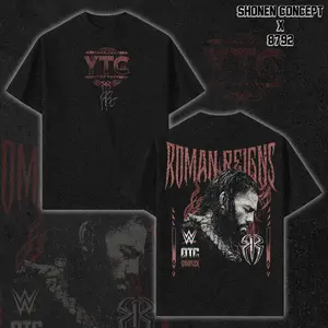 Roman Reigns WWE T-Shirt, Tribal Chief Graphic Tee, YTC OTC Wrestling Fan Shirt, 90s Retro WrestleMania Shirt, Bloodline Champion Design, Unisex Oversized Soft Cotton Casual Apparel for Men