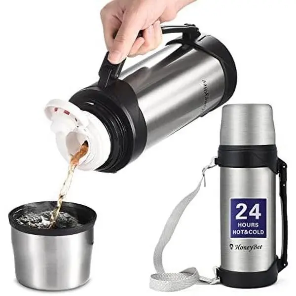 Vacuum Insulated Bottle Coffee Thermo,41 Ounce,Thermos for Hot Drinks.Keep Liquid Hot or Cold 24 Hours.Thermos &  Size Cleaning Brush.Portable.Bpa-Free Termos Para Cafe.(Silver)