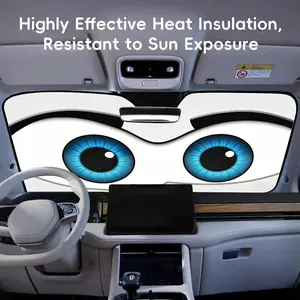 Black White Funny Car Eyes Sun Visor Car Windshield Sun Shade UV Block Heat Insulation Reflective Cover Keeps Interior Cool Protects Dashboard Foldable Easy Storage Universal Fit for Car SUV Truck Summer Must-Have