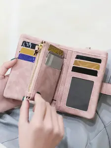 Women's Trifold Short Wallet, Trifold Wallets, Trifold Card Holder with Wrist Strap, RFID Blocking, Multiple Card Slots & Coin Pocket, Made of premium material, for daily, work and travel, A gift for birthdays, Christmas, accessory