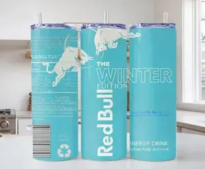 Redbbulll Winter Edition Straight Cup 20oz, 40 oz Skinny Tumbler with Plactic Straw – Double Wall Insulated Stainless Steel 2CF29