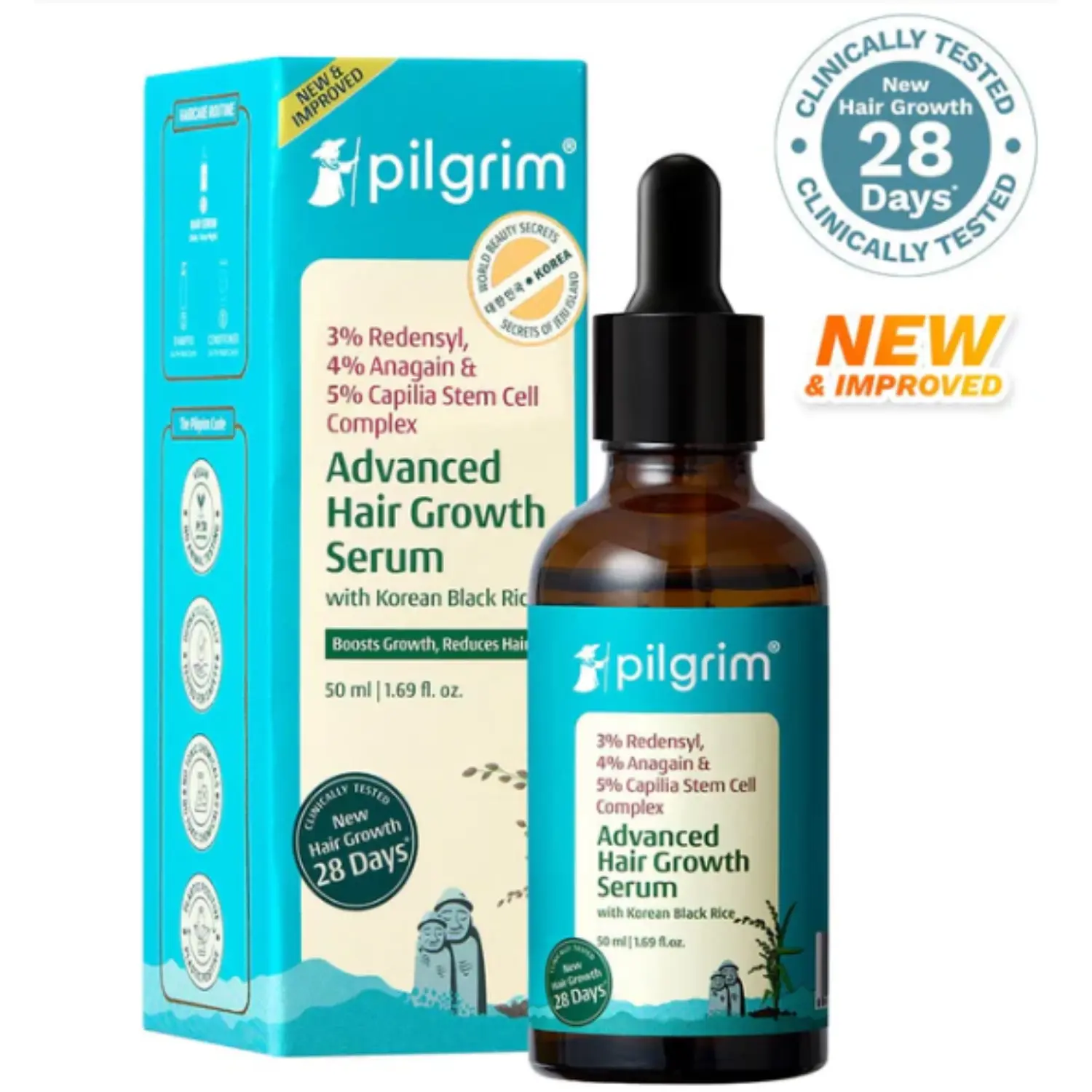 PILGRIM Advanced Haircare Scalp Treatment Serum - Haircare & Hair Growth Product with 3% Redensyl, 4% Anagain, Korean Black Rice, Lightweight Formula for Thicker, Stronger Hair (Clinically Studied for Adults), Hair Growth Products