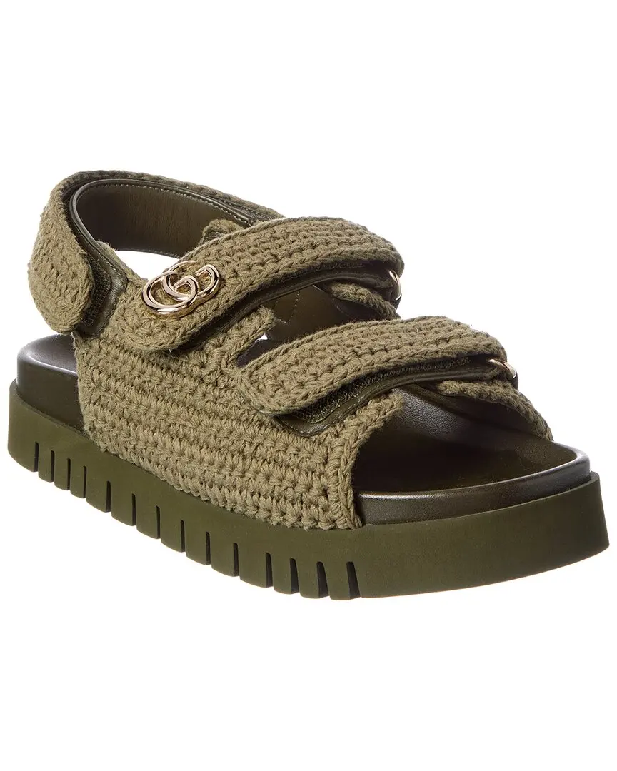 Gucci Double G Crochet Cotton Sandal