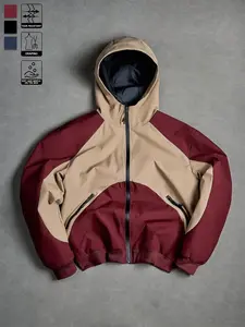 Men's Colorblock Hooded Jacket, Lightweight Windbreaker Fabric, Invisible Zipper Pockets, Street Style, Casual Commuter & Everyday Wear, Comfortable for Spring & Summer Coats