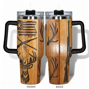 1pc Stainless Steel Cup 40oz/30oz/22oz/20oz/14oz Water Bottle, Insulated Tumbler,Funny Design With Hunting Rifle Deer Antlers Arrow Double-layer insulation Leakproof Large Capacity, Needed for Gym, Hiking, Travel Ideal Birthday C