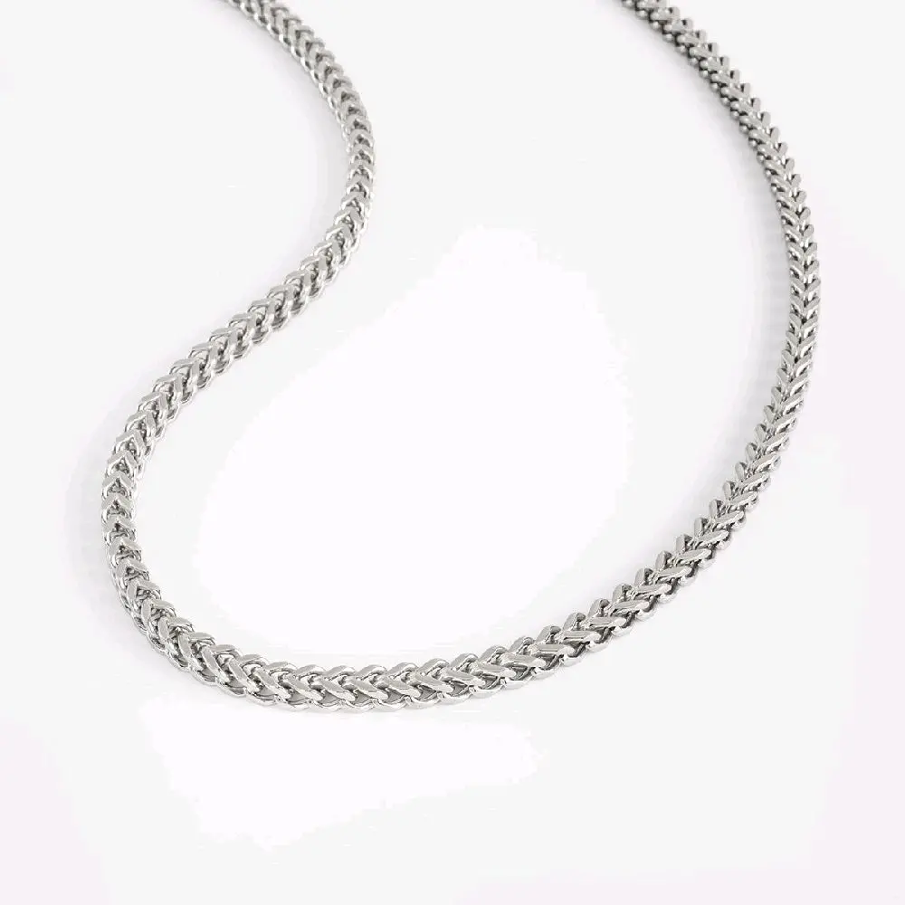 Men's Rhodium Foxtail Chain Necklace, Unisex Jewelry Accessory, Perfect Gift, Gift-Ready Platinum & Carat Gold Style Necklace