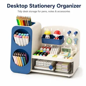 Multi-Function Pegboard Desk Organizer  Angled Pen & Marker Holder with Drawer  Large Capacity Stationery Storage