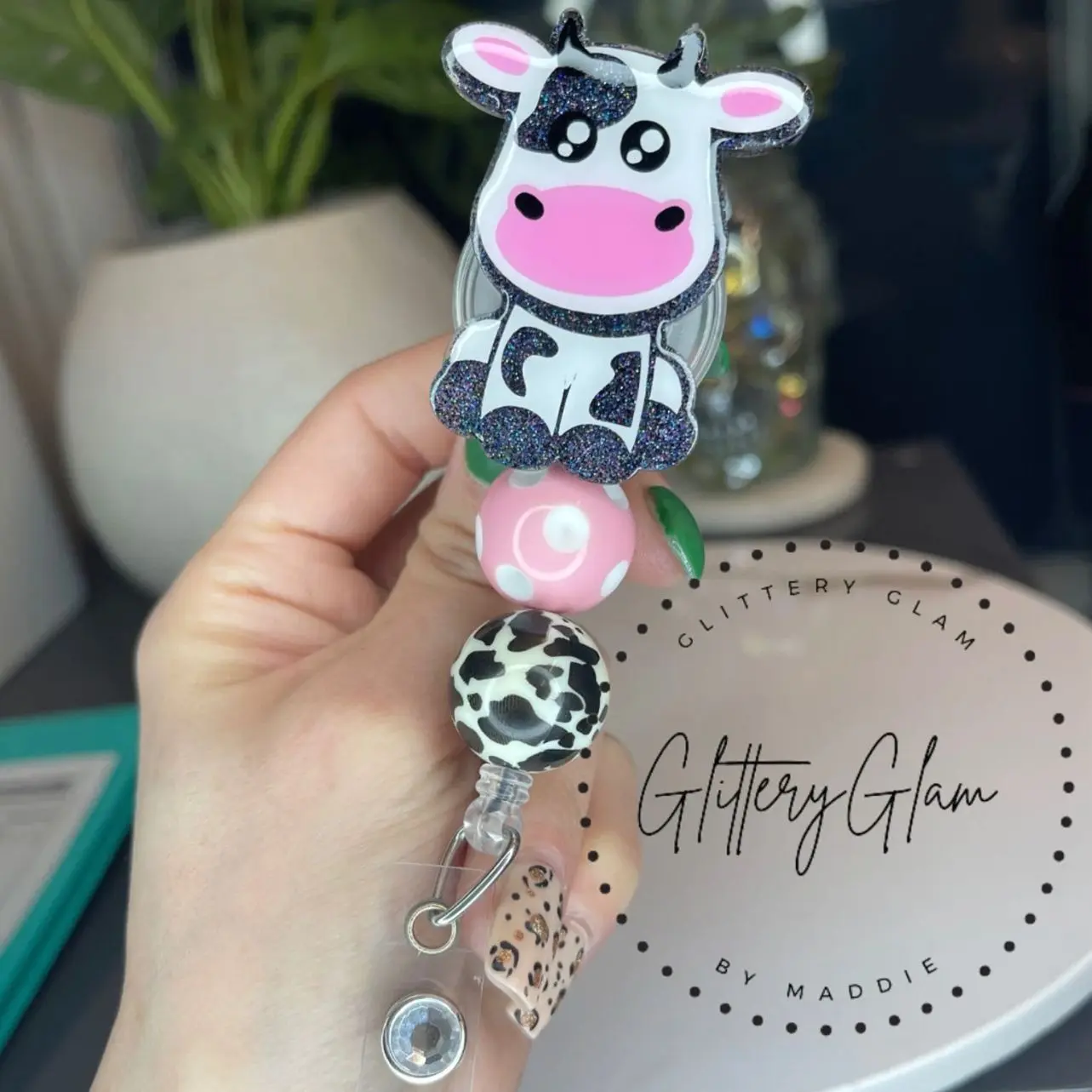 Cute Cow Badge Reel, Nurse Badge Reel, Teacher Badge Reel, Cow, Farm Animal Badge Reel, pediatric, ID Badge Reel, Badge Buddy, Cow Print