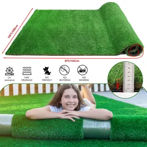 6FTX10FT Outdoor Artificial Grass Runner Rug, Thick Realistic Fake Grass Roll Decor Patio Balcony Garden Lawn, Dog Pets Turf Drain Mat, 1.38" Pile Height