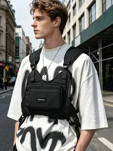 Men's Motorcycle Vest Chest Bag Waist Bag Hip Hop Streetwear Large Capacity Sports Casual Tactical Vest Bags Riding Backpack for Men,Outdoor Use,Birthday Gift,GIft for Friend,Valentine's Day