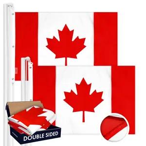 G128 2 Pack: Canada Canadian Flag | 6x10 Ft | Double ToughWeave Series Double Sided Embroidered 210D Polyester | Country Flag, Embroidered Design, Indoor/Outdoor, Brass Grommets, Heavy Duty, 3-ply