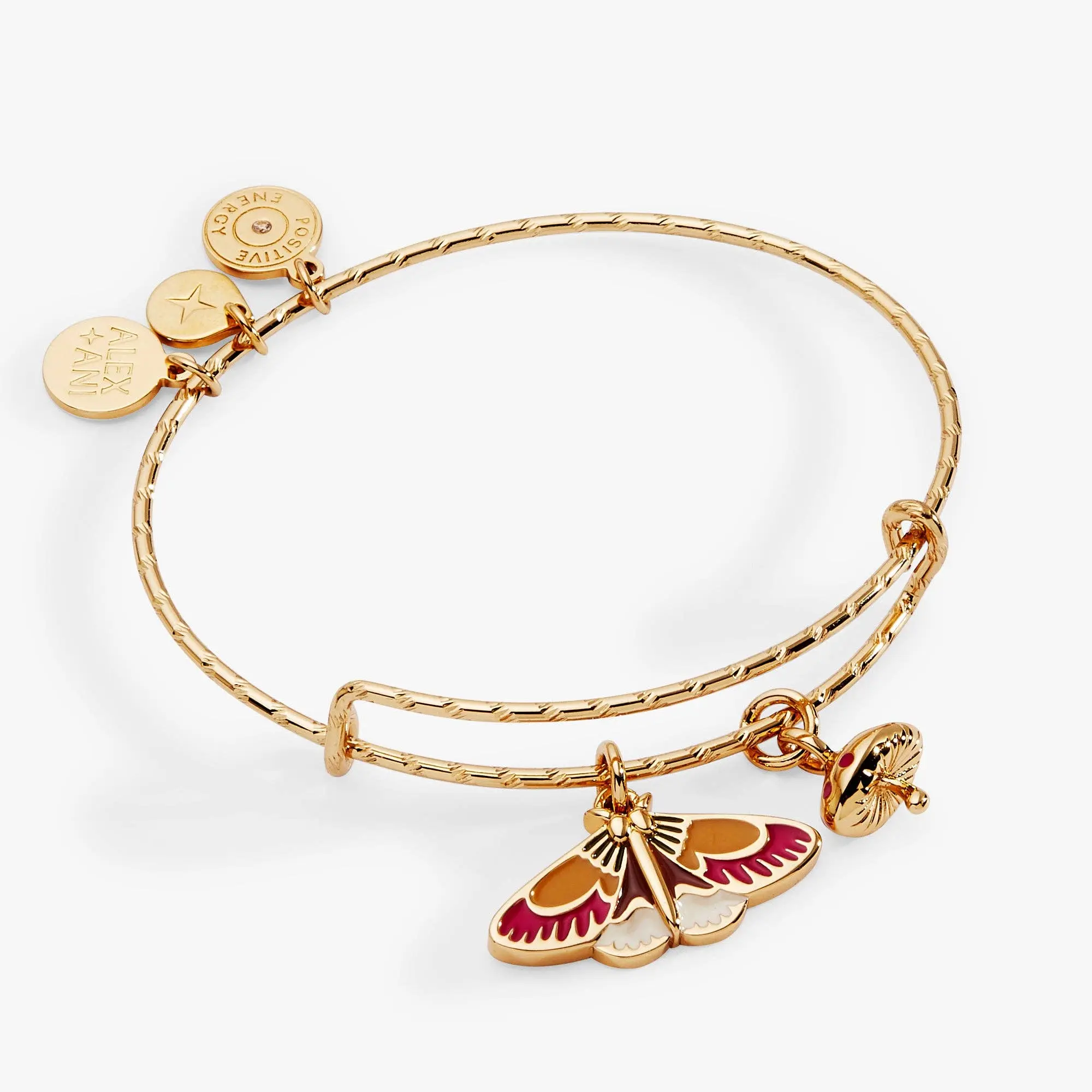 Woodland Moth & Mushroom Duo Charm Bangle: Gold