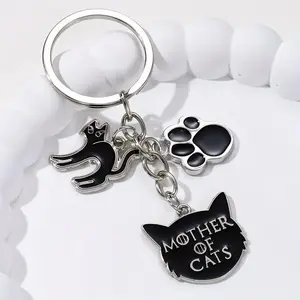 Cat Mother Keychain with Enamel Devil Cat and Claw Charm, Perfect for Car Keys and Keychains, Cute Animal Accessory, Gift