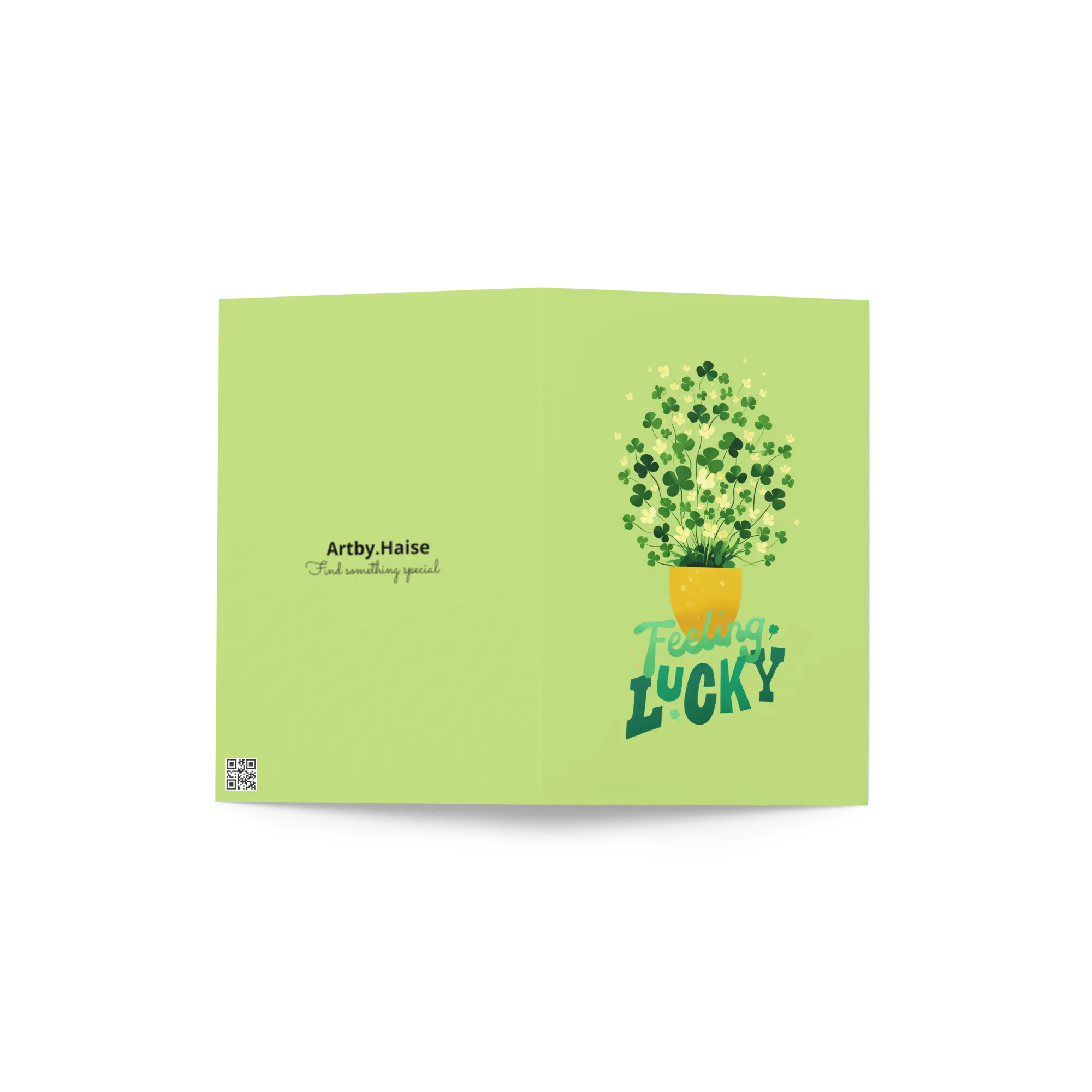 Pot of Clovers St. Patrick's Day Card – 'Feeling Lucky' 5x7 Notes by Artby.Haise