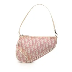 Pre-owned Dior Leather, Pvc Travel Bags Christian Vintage Saddle Bag Diorissimo Canvas Mini by Rebag