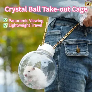 Transparent Small Pet Travel Cage | Animal Carrier | Handheld & Crossbody Breathable Carrier | Metal Chain | For Hamsters & Gerbils