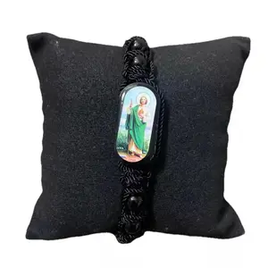 Saint Jude Reversible Bracelet with Adjustable Nylon, Unisex Design Featuring Image of San Judas Tadeo on Both Sides