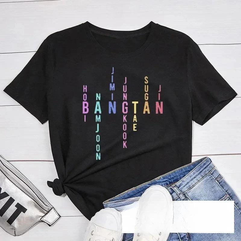 New letter printed T-shirt for women's casual fashion Korean version T-shirt for women's round neck Harajuku Y2K T-shirt top