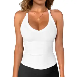 BIGWIG Workout Tops for Women Racerback Basic Tank Summer 2024 Camisole V Neck Slim Fit Ribbed Sleeveless