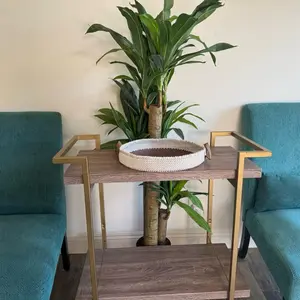 Hand Woven Round Decorative Serving Tray with Leather Handles - Ideal for Plates and Decorative Use party