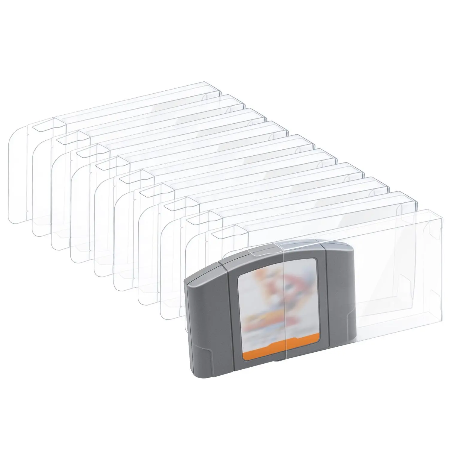 Mcbazel LOT 10 Clear Case Sleeve Protector for Nintendo N64 Games Cartridge (Set of 10) Console Cover