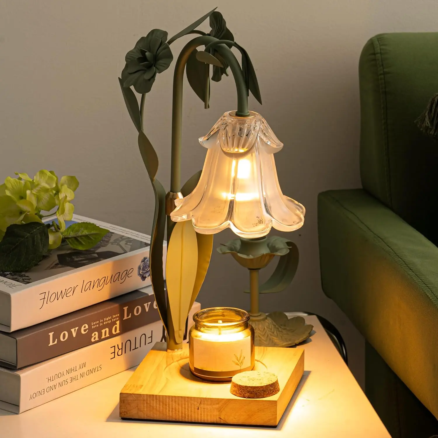 Flower Candle Warmer Lamp with Timer & Dimmer,Candle Warmer for  Decor Aesthetic,Adjustable Height Wax Melt Warmer for Jar Candles,Christmas Mother's Day Birthday Gifts for Women Mom(2 Bulb)