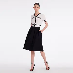 Classic Jacquard Knit Top And Half Women Skirt Two-Piece Set Fit Suits Casual Wear Summer Clothes