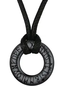 Norse Viking Rune Necklace with Adjustable Braided Leather/Stainless Steel Rope Chains for Men Women, Vintage Amulet Gothic Mystery Jewelry Gift with Delicate Box