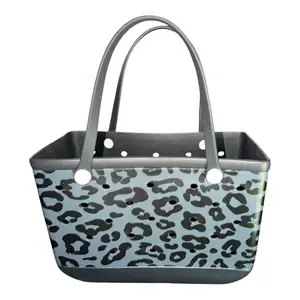 Large Black Leopard Beach Bag