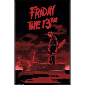 Trends International Friday The 13th Boat Wall Poster Unframed Version Artwork Decor Room Lightweight Officially Licensed Scary Movie Poster for Halloween Party Gifts wall decor wall art posters