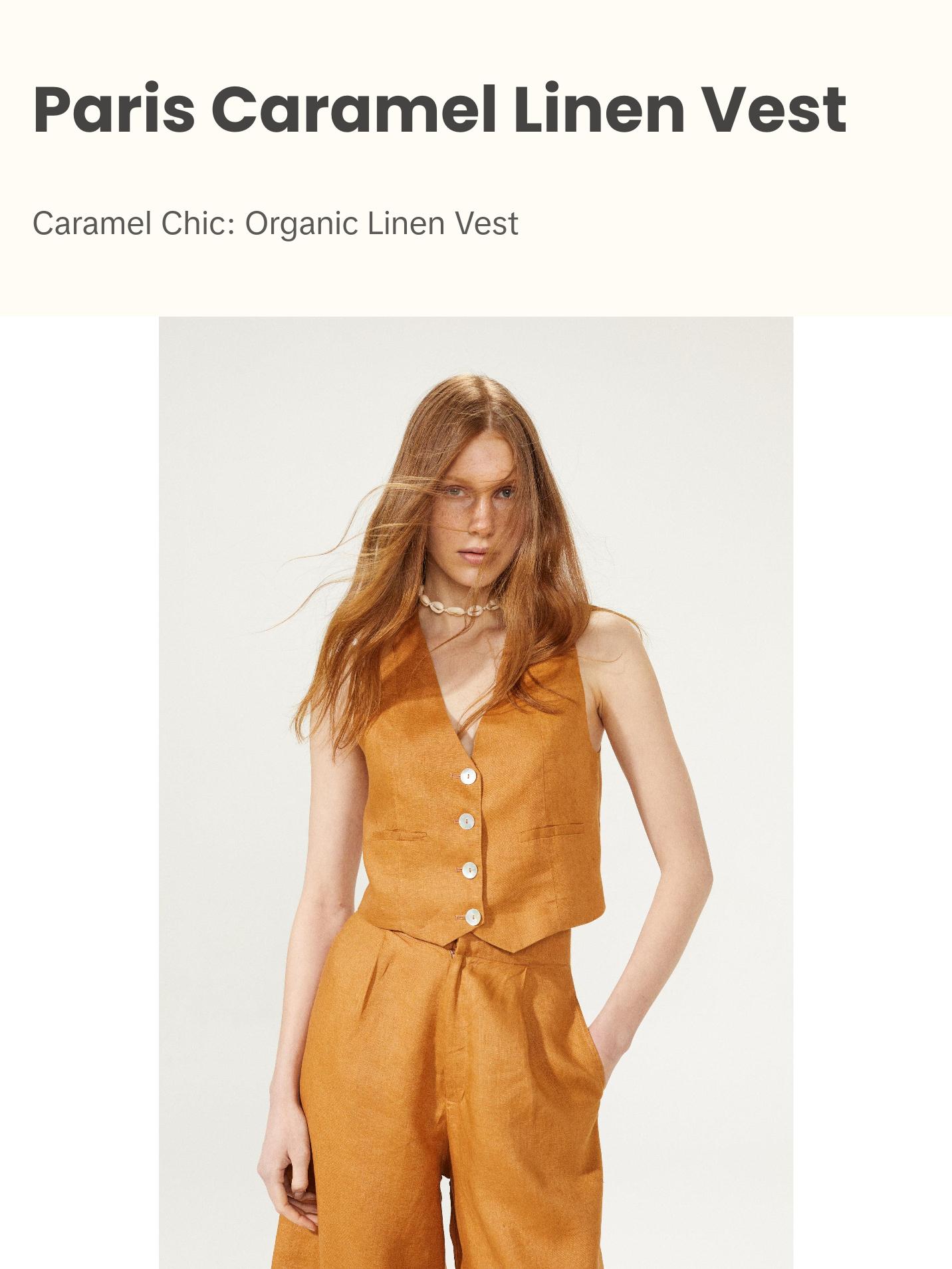 Paris Linen Vest - Caramel