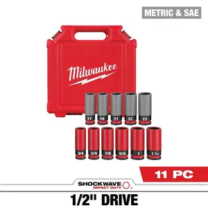 Milwaukee 49-66-7833 Impact Duty 1/2 Drive 11PC Wheel Socket Set