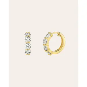 Lab Diamond Shared Prong Huggie Earrings