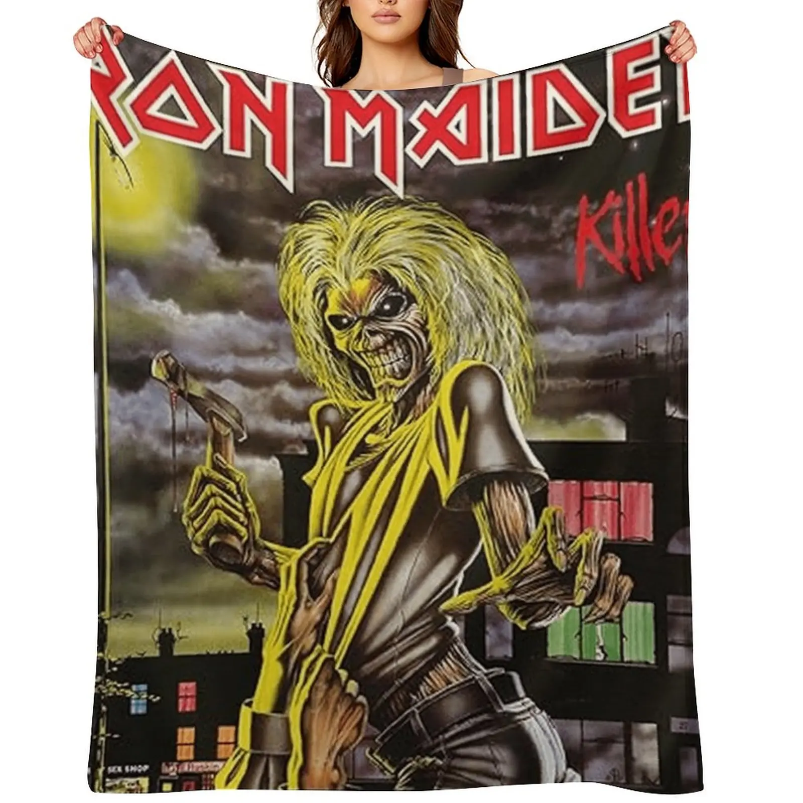 Licensed Iron Maidens Anime Print Flannel Fleece Blanket - Lightweight, Soft, Anti-Shrink, Character Art, Graphic, Illustrated Blankets for Home Decoration, All-Season Gift (D910-61), Licensed Art, Character Art Blankets, Graphic Character Blankets