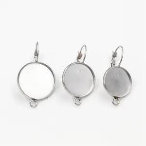 ( No Fade )14/16/18/20/25mm 10pcs Stainless Steel one Loop French Lever Back Earrings Base,Fit 14-25mm Glass Cabochons