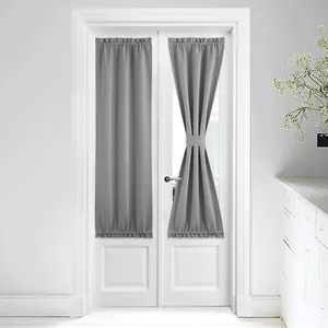 NICETOWN French Door Curtain - Silver Grey Blackout Drape Energy Saving Thermal Insulated Drapery/Front Door Panel Including Adjustable Tie Back， 25 by 64 inch， 1 Panel