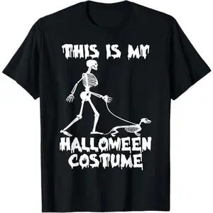 Skeleton Walking Dachshund Dog This Is My Halloween Costume T-Shirt