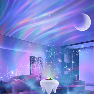 Northern Galaxy Light Aurora Projector with 33 Light Effects, Audio Night Lights LED Star Projector for Bedroom Nebula Lamp, Remote Control, White Noises, Bluetooth Speaker for Parties Black White Space outdoorfun